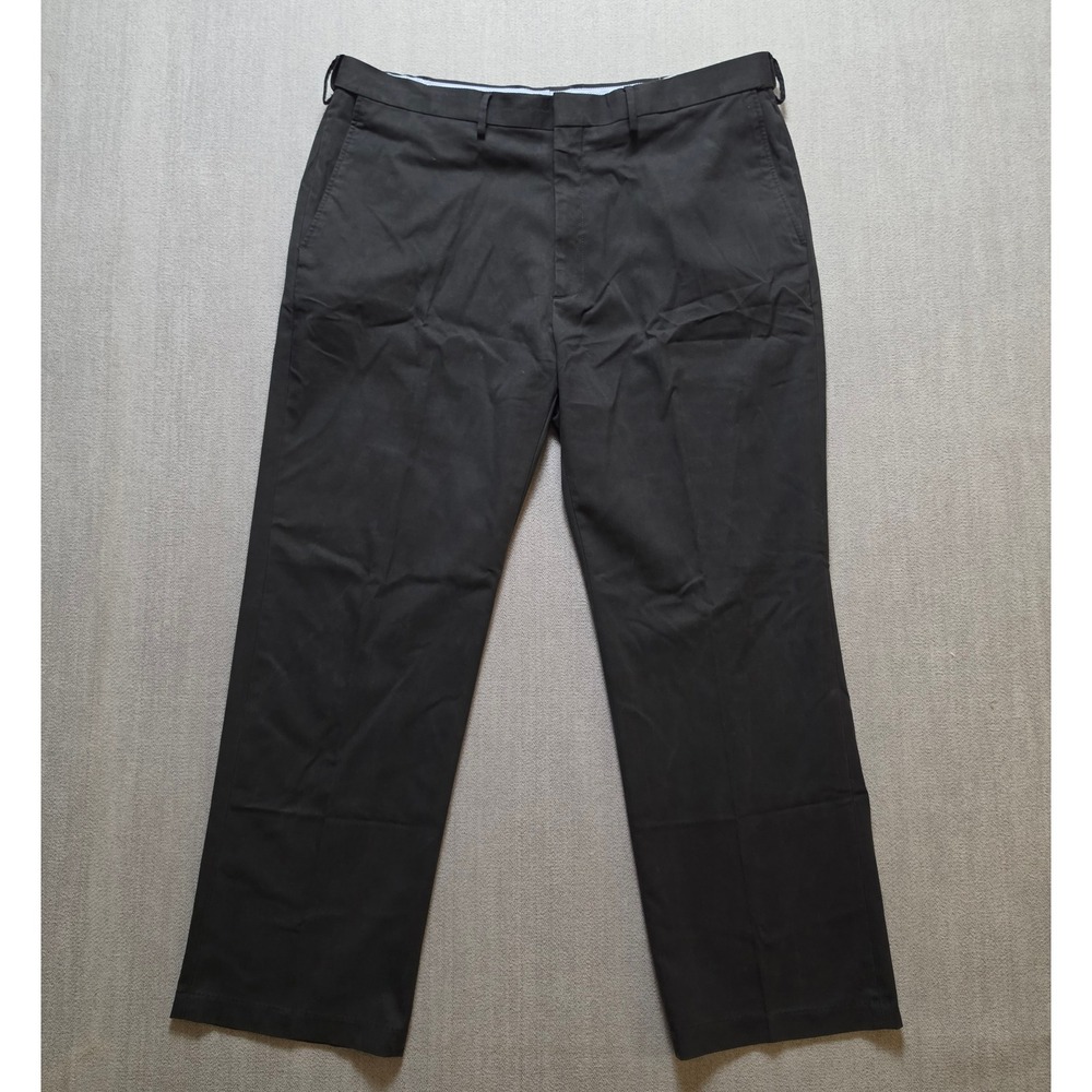 J.M. Haggar Dress Pants Mens 40x30 Black Classic Fit Flat Front Chino Trousers